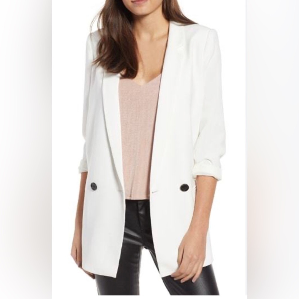 Oversized white double breasted blazer